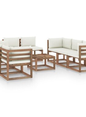 VidaXL 9-delige Loungeset met crèmekleurige kussens