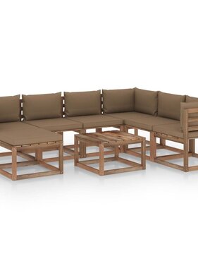 VidaXL 8-delige Loungeset met taupe kussens