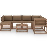 VidaXL 8-delige Loungeset met taupe kussens