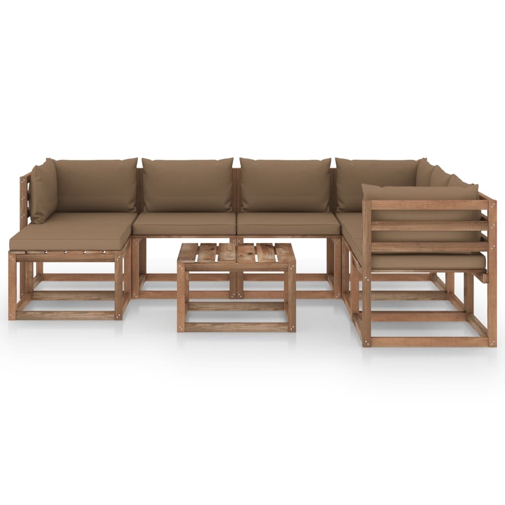 VidaXL 8-delige Loungeset met taupe kussens
