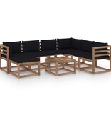 VidaXL 8-delige Loungeset met zwarte kussens