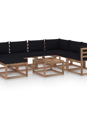 VidaXL 8-delige Loungeset met zwarte kussens