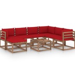 VidaXL 8-delige Loungeset met rode kussens