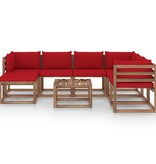 VidaXL 8-delige Loungeset met rode kussens