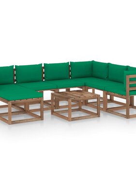 VidaXL 8-delige Loungeset met groene kussens