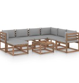 VidaXL 8-delige Loungeset met grijze kussens