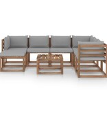 VidaXL 8-delige Loungeset met grijze kussens