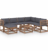 VidaXL 8-delige Loungeset met antracietkleurige kussens