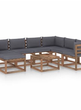 VidaXL 8-delige Loungeset met antracietkleurige kussens