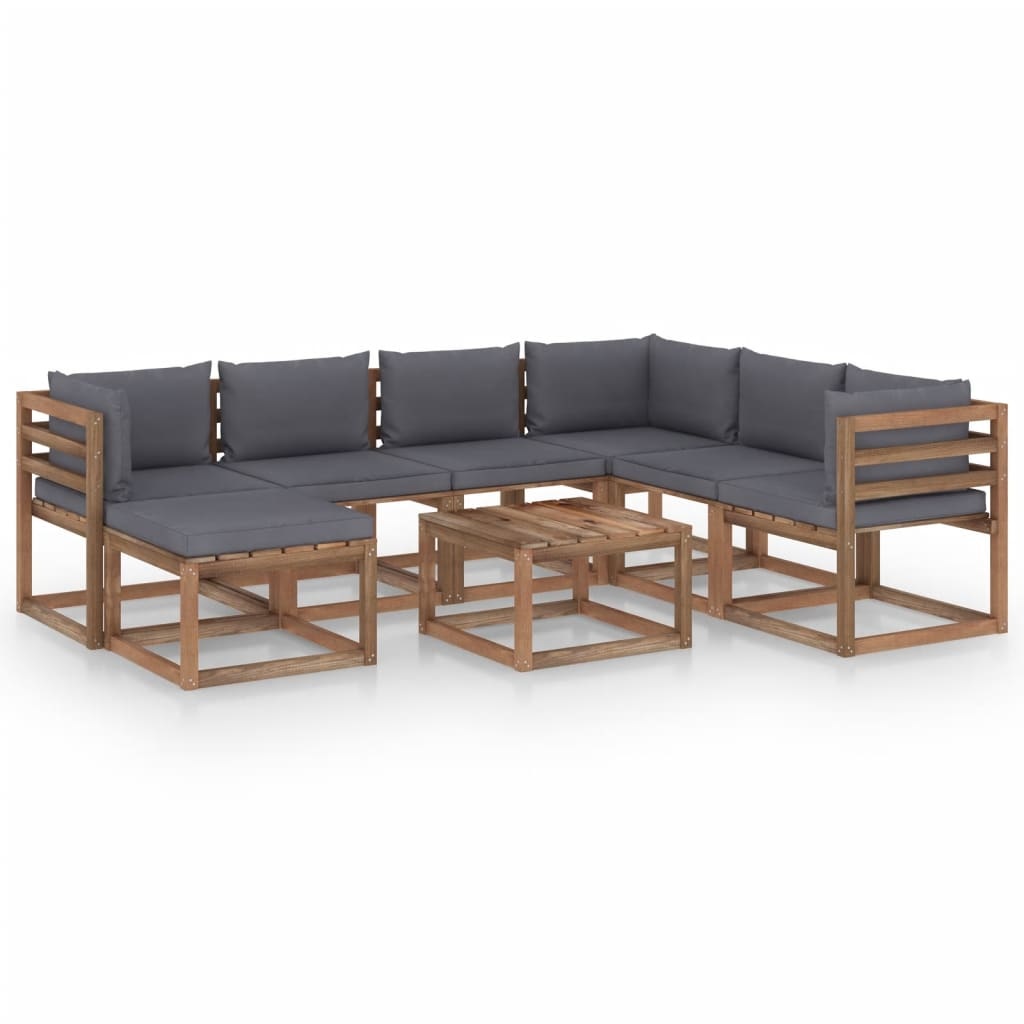 VidaXL 8-delige Loungeset met antracietkleurige kussens