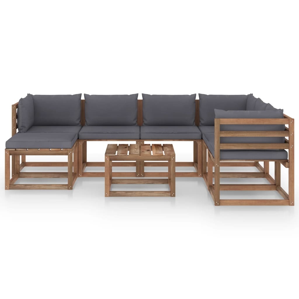 VidaXL 8-delige Loungeset met antracietkleurige kussens
