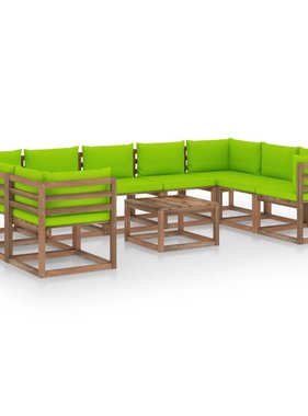 VidaXL 10-delige Loungeset met heldergroene kussens