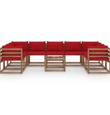 VidaXL 10-delige Loungeset met rode kussens