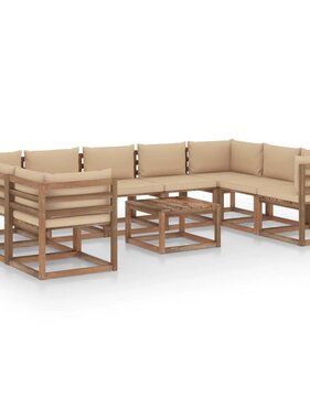 VidaXL 10-delige Loungeset met beige kussens