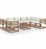 VidaXL 10-delige Loungeset met crèmekleurige kussens