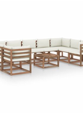 VidaXL 10-delige Loungeset met crèmekleurige kussens