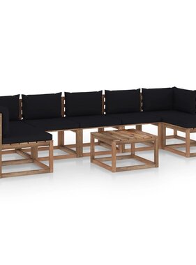VidaXL 8-delige Loungeset met zwarte kussens