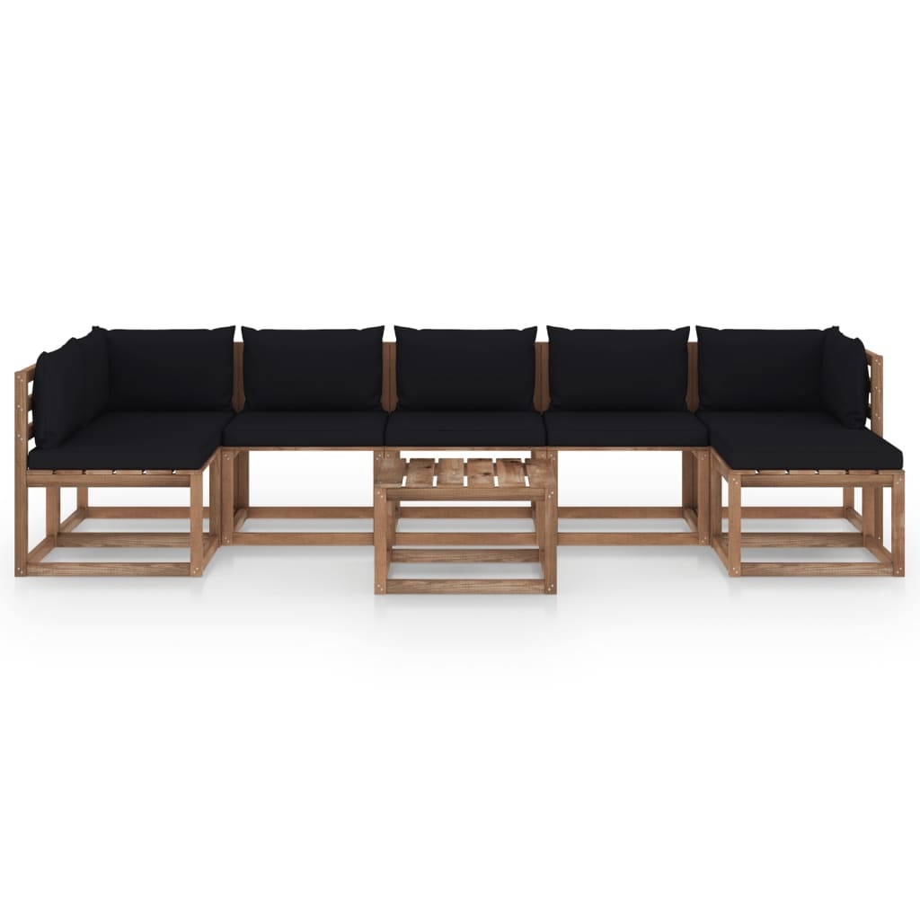 VidaXL 8-delige Loungeset met zwarte kussens