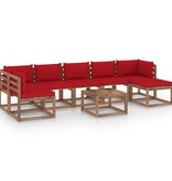 VidaXL 8-delige Loungeset met rode kussens