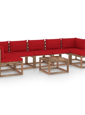 VidaXL 8-delige Loungeset met rode kussens