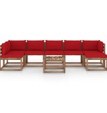 VidaXL 8-delige Loungeset met rode kussens