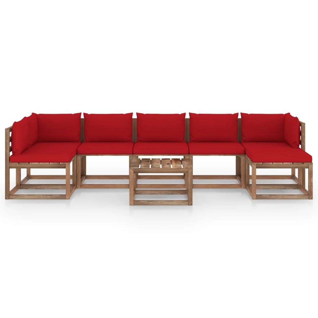 VidaXL 8-delige Loungeset met rode kussens