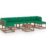 VidaXL 8-delige Loungeset met groene kussens