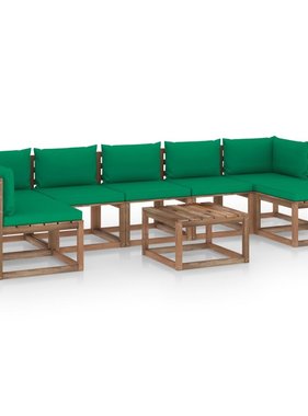 VidaXL 8-delige Loungeset met groene kussens