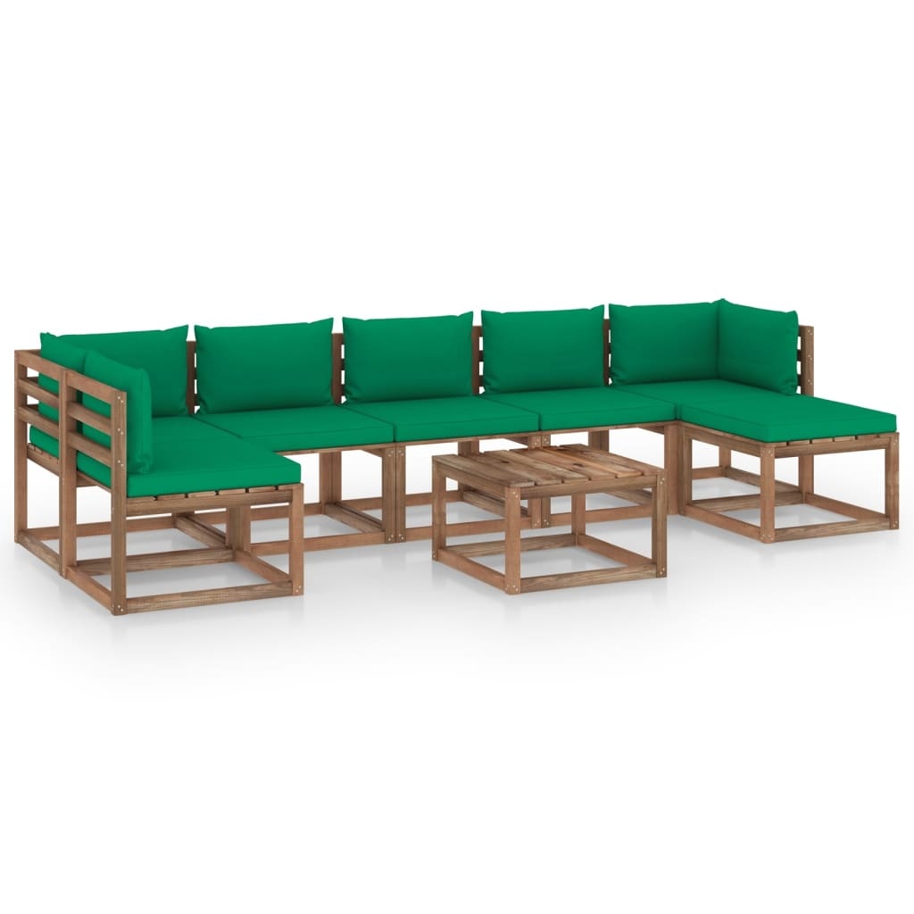 VidaXL 8-delige Loungeset met groene kussens