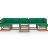 VidaXL 8-delige Loungeset met groene kussens
