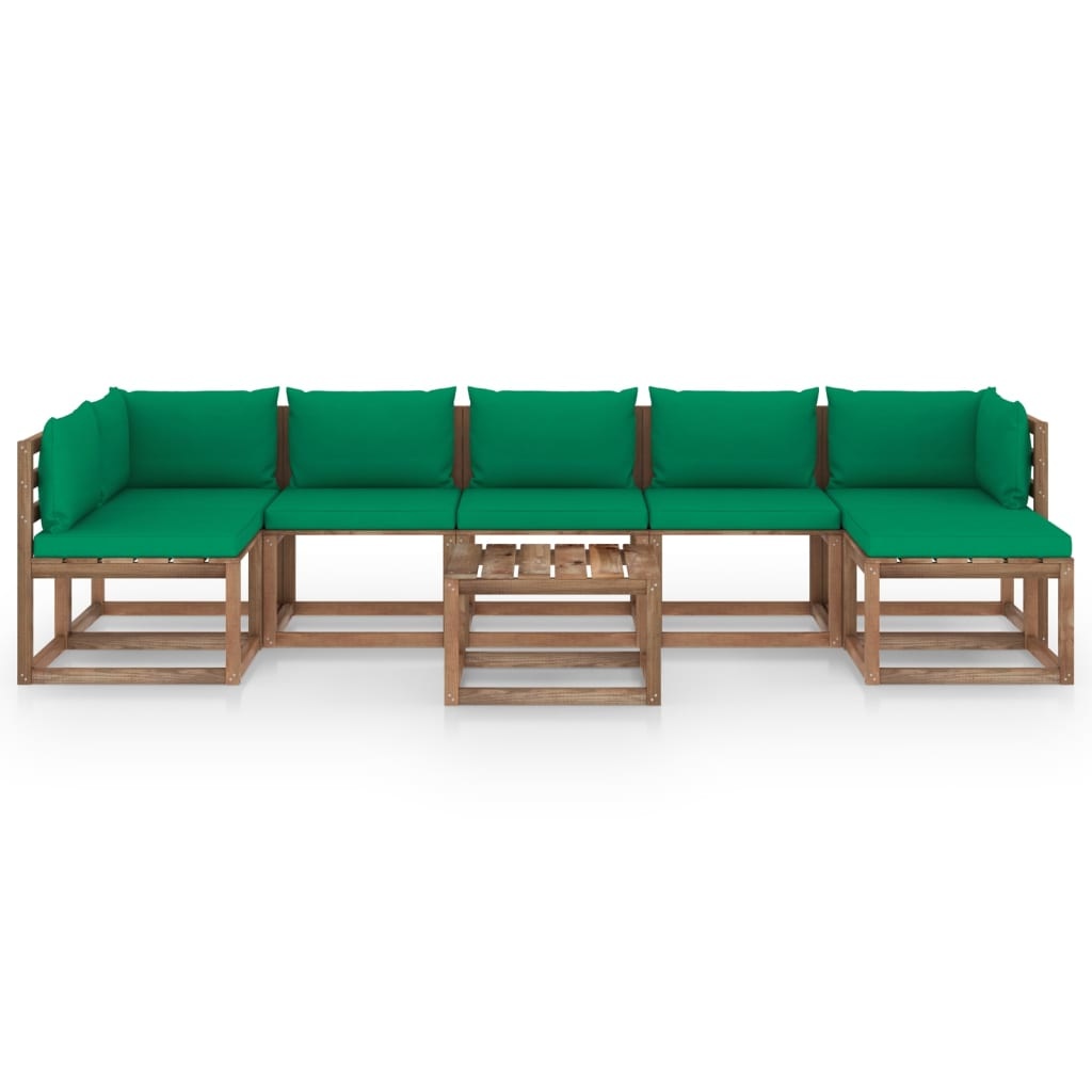 VidaXL 8-delige Loungeset met groene kussens