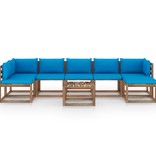 VidaXL 8-delige Loungeset met lichtblauwe kussens