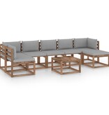 VidaXL 8-delige Loungeset met grijze kussens