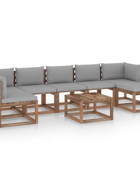 VidaXL 8-delige Loungeset met grijze kussens