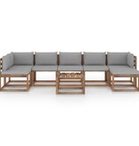 VidaXL 8-delige Loungeset met grijze kussens