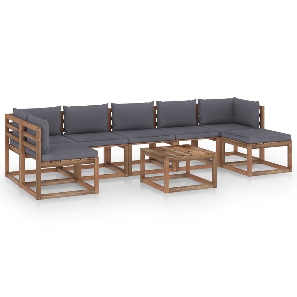 VidaXL 8-delige Loungeset met antracietkleurige kussens