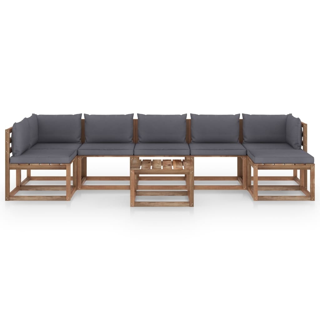 VidaXL 8-delige Loungeset met antracietkleurige kussens