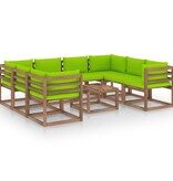 VidaXL 9-delige Loungeset met heldergroene kussens