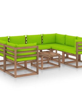 VidaXL 9-delige Loungeset met heldergroene kussens