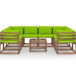 VidaXL 9-delige Loungeset met heldergroene kussens