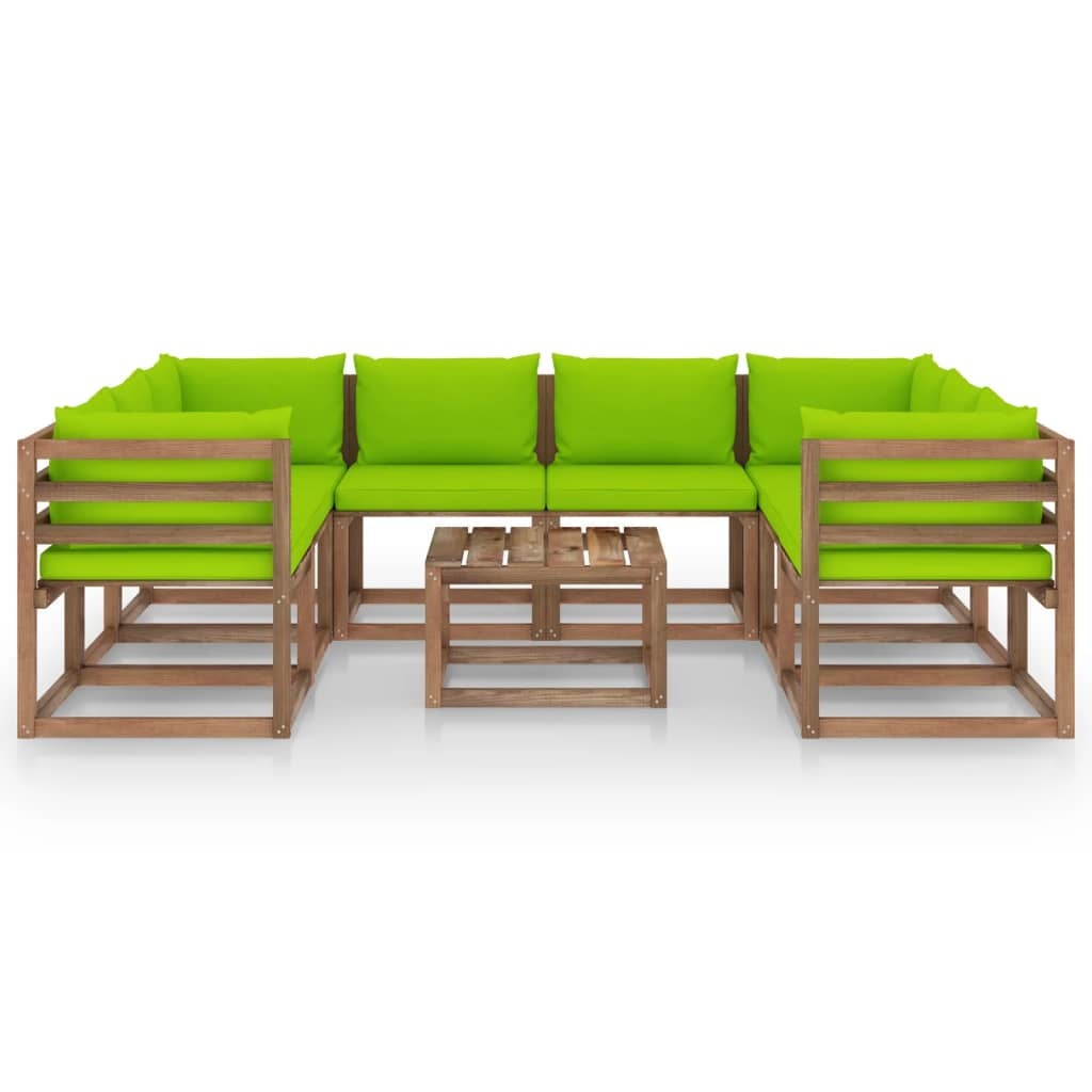 VidaXL 9-delige Loungeset met heldergroene kussens