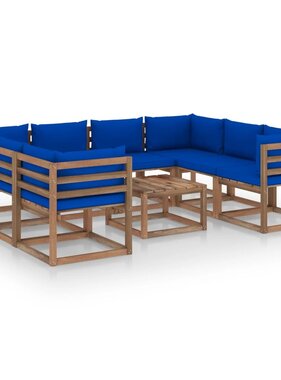 VidaXL 9-delige Loungeset met blauwe kussens