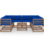 VidaXL 9-delige Loungeset met blauwe kussens