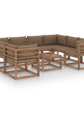 VidaXL 9-delige Loungeset met taupe kussens