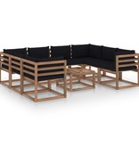 VidaXL 9-delige Loungeset met zwarte kussens
