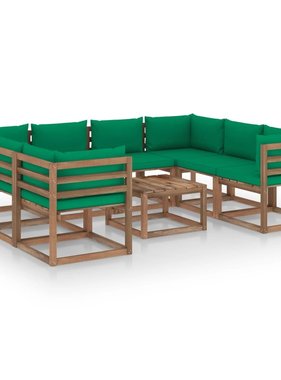 VidaXL 9-delige Loungeset met groene kussens