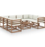 VidaXL 9-delige Loungeset met crèmekleurige kussens