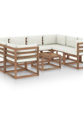 VidaXL 9-delige Loungeset met crèmekleurige kussens