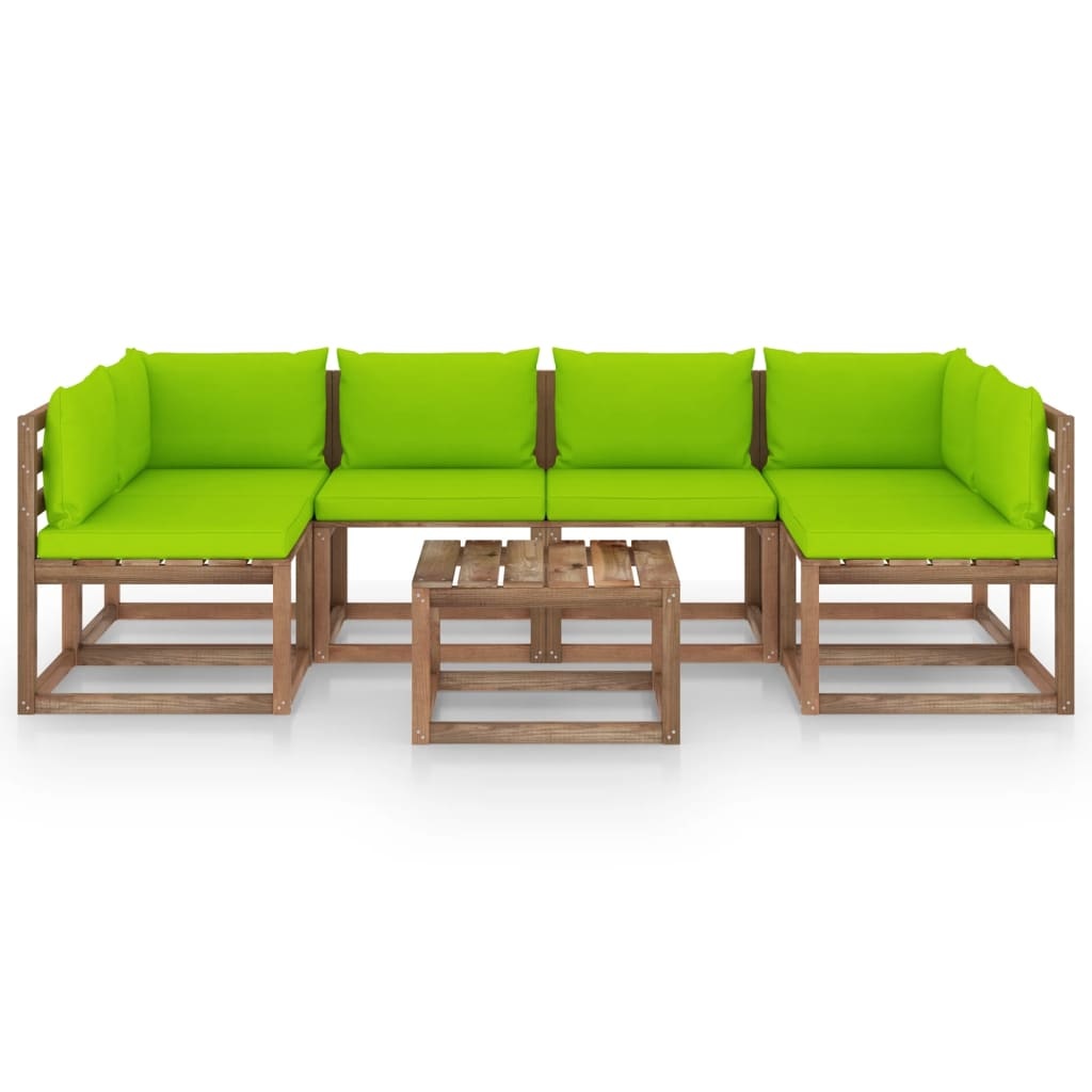 VidaXL 7-delige Loungeset pallet met kussens geïmpregneerd grenenhout