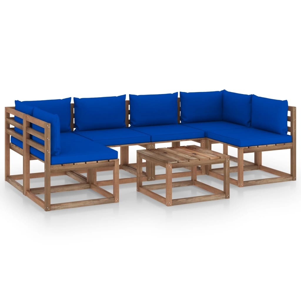 VidaXL 7-delige Loungeset pallet met kussens geïmpregneerd grenenhout